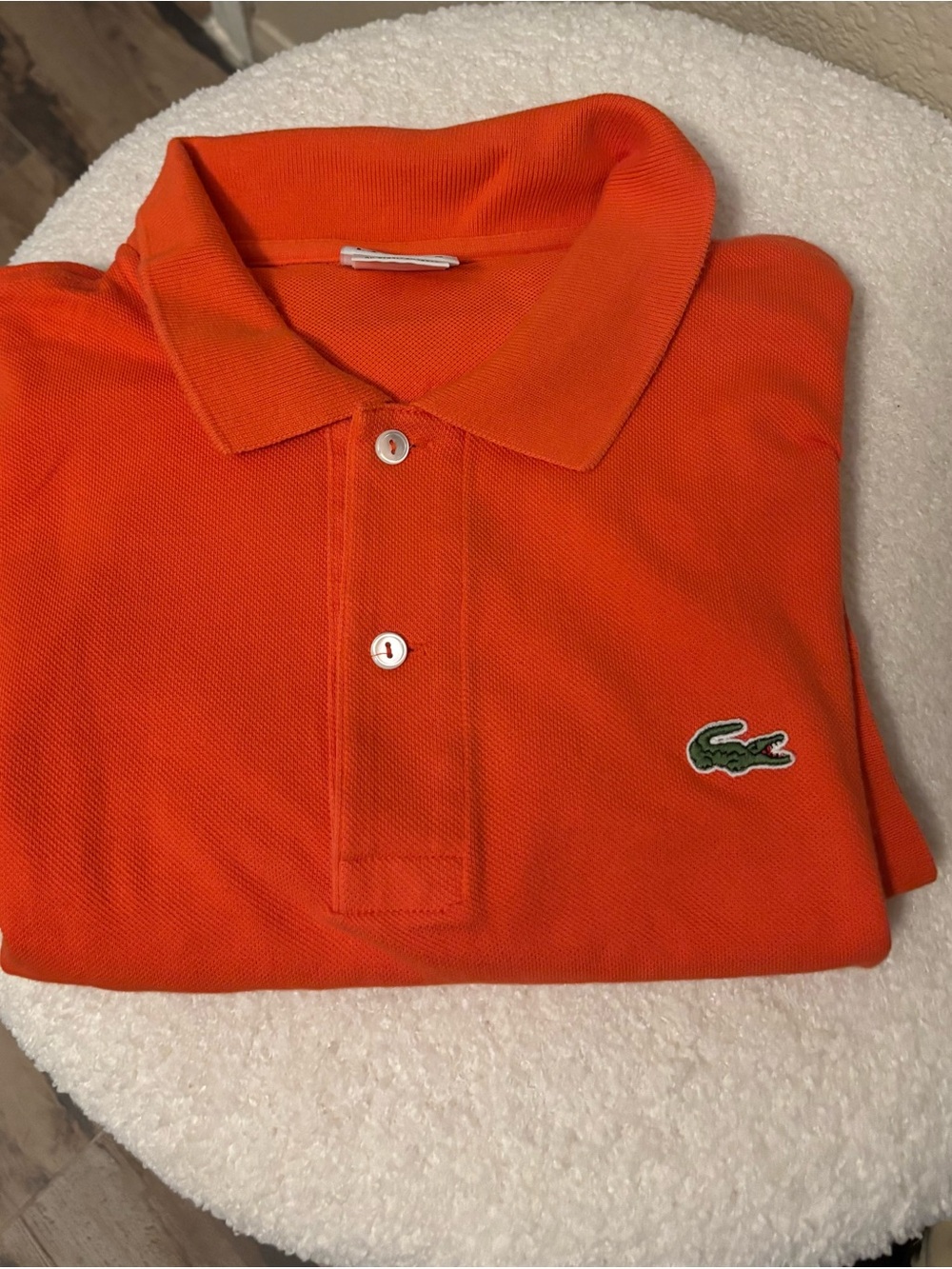 Preloved Lacoste Orange Pique Polo with Green Crocodile Logo